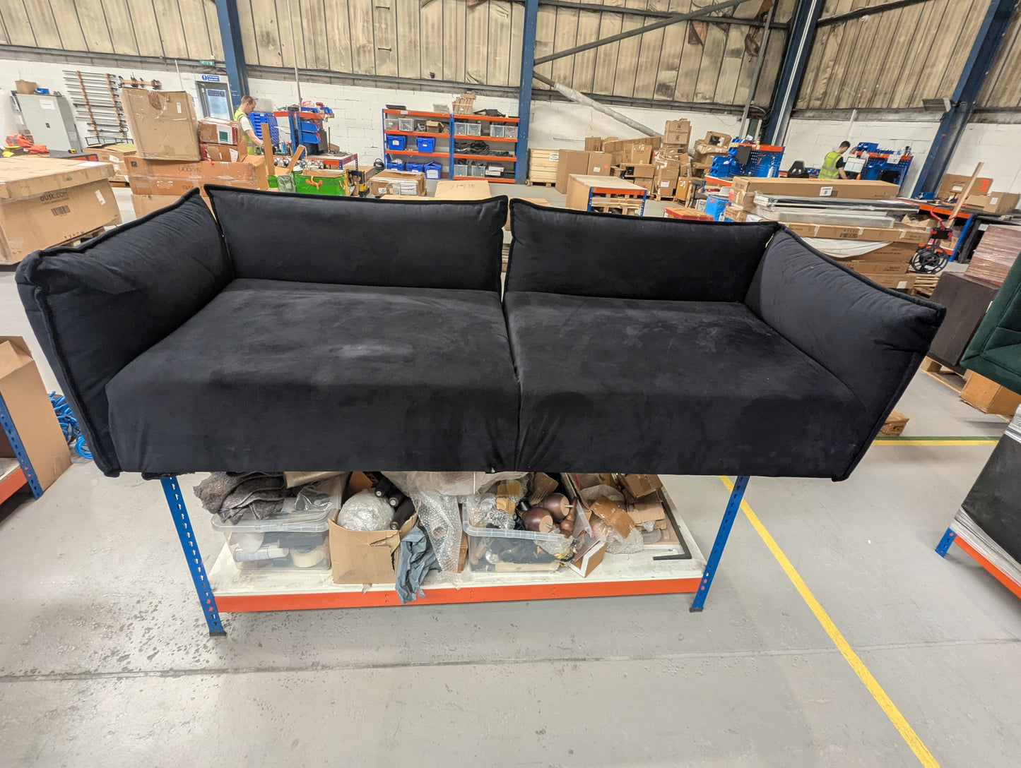 SWO-CC2-01405 Grade-BER Swoon Komeb Rico MTO Three-Seater Sofa Original Black Easy Velvet RRP £2459.00