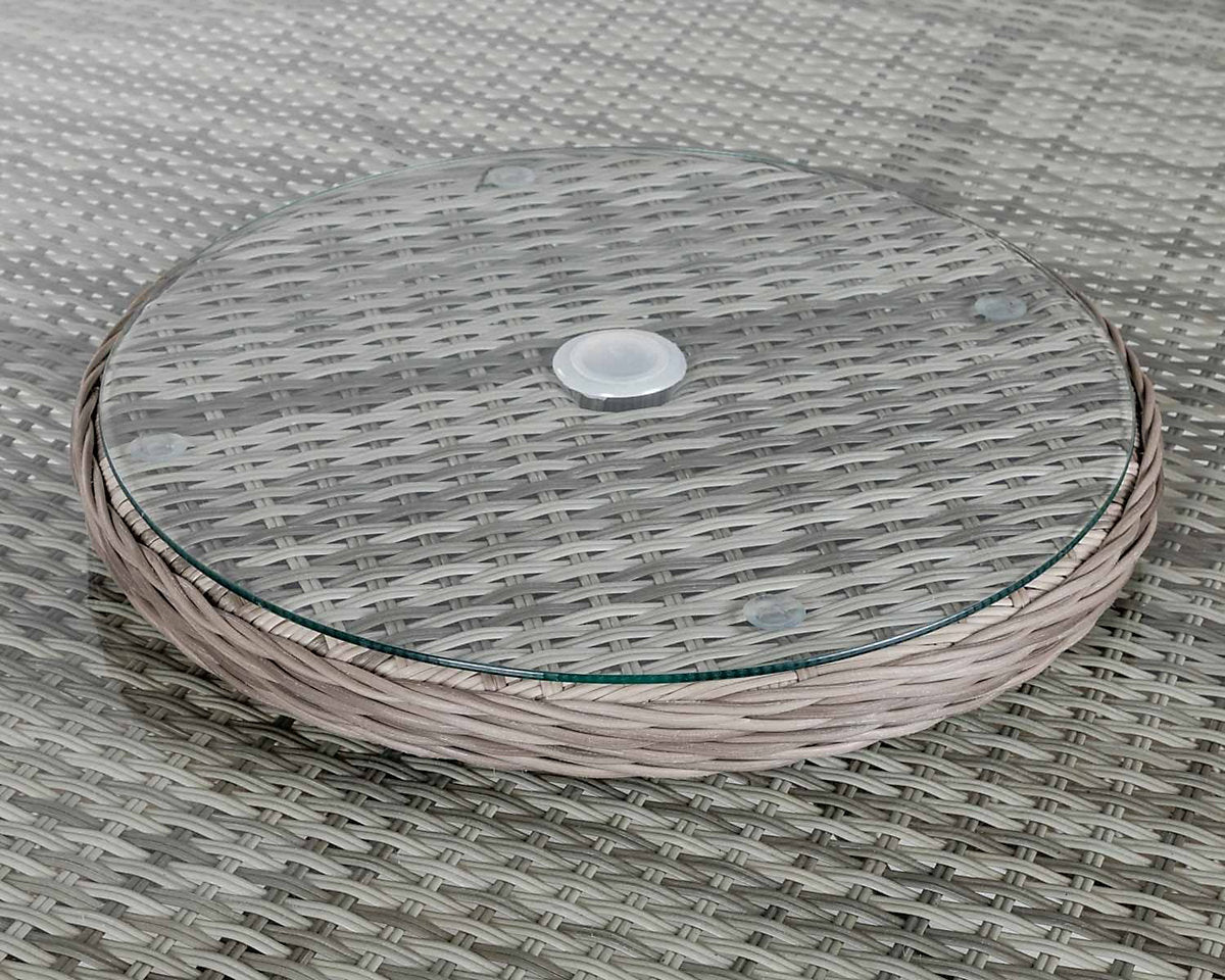 Grade-A Rattan Direct Large Round Grey Garden Dining Table with Lazy Susan RRP £549