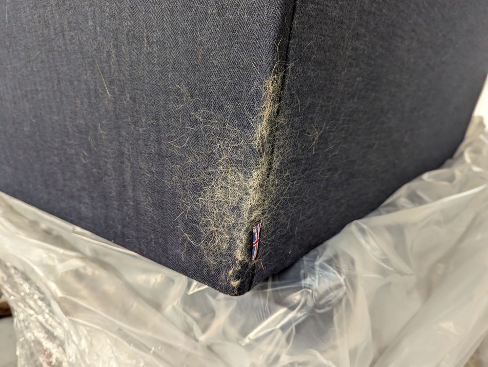 Lot of 2 x M&S Herringbone Navy Love Seats - need Feet and Cleaning (ref MAS-APM-A-13191) Total RRP £1698