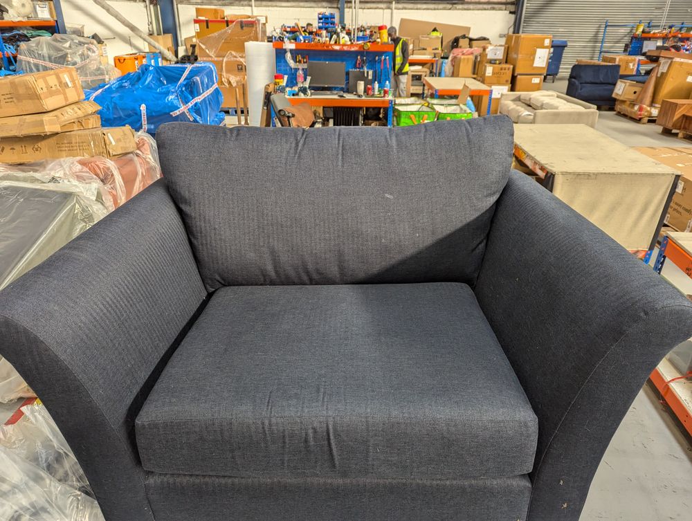Lot of 2 x M&S Herringbone Navy Love Seats - need Feet and Cleaning (ref MAS-APM-A-13191) Total RRP £1698