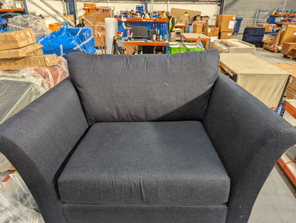 Lot of 2 x M&S Herringbone Navy Love Seats - need Feet and Cleaning (ref MAS-APM-A-13191) Total RRP £1698