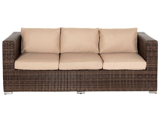 Grade-A Rattan Direct Ascot Truffle Brown & Champagne 3 Seater Garden Sofa RRP £549