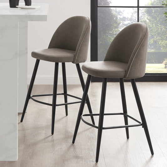 DUS-APM-45119 Grade-C1 Dusk Iris Set Of 2 Barstools - Taupe/Black RRP £162
