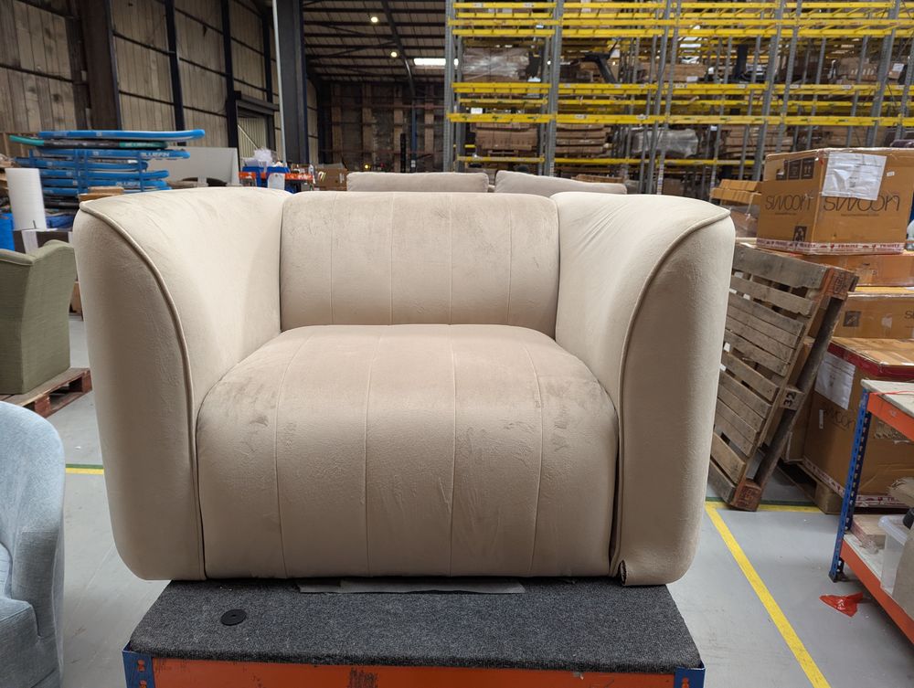 SOF-CHA-01129 Grade-BER Sofology The Fitzrovia Armchair in Matt Velvet Stone Mix Without Trim RRP £519