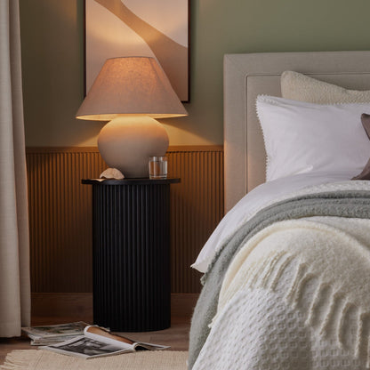 DUS-CC2-04269 Grade-B Dusk Hattie Round Pedestal Side Table - Black RRP £89.00