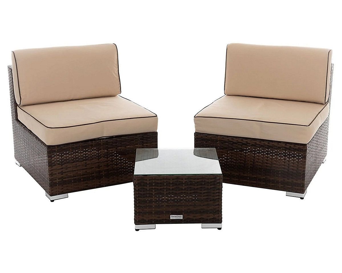 Grade-A Rattan Direct Florida Chocolate & Cream 3 Piece Garden Bistro Set RRP £399