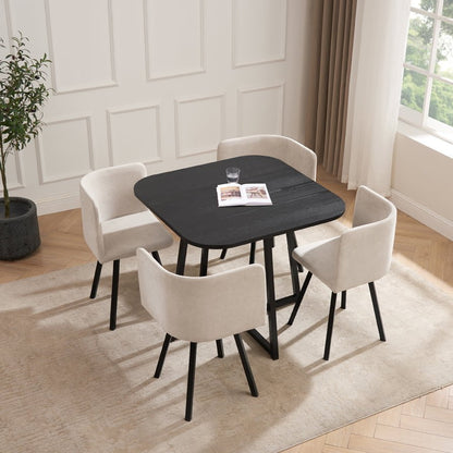 DUS-GOL-08153 Grade-BER Dusk Ava Space Saver 4 Seater Dining Table and Chairs - Black/Sand RRP £449