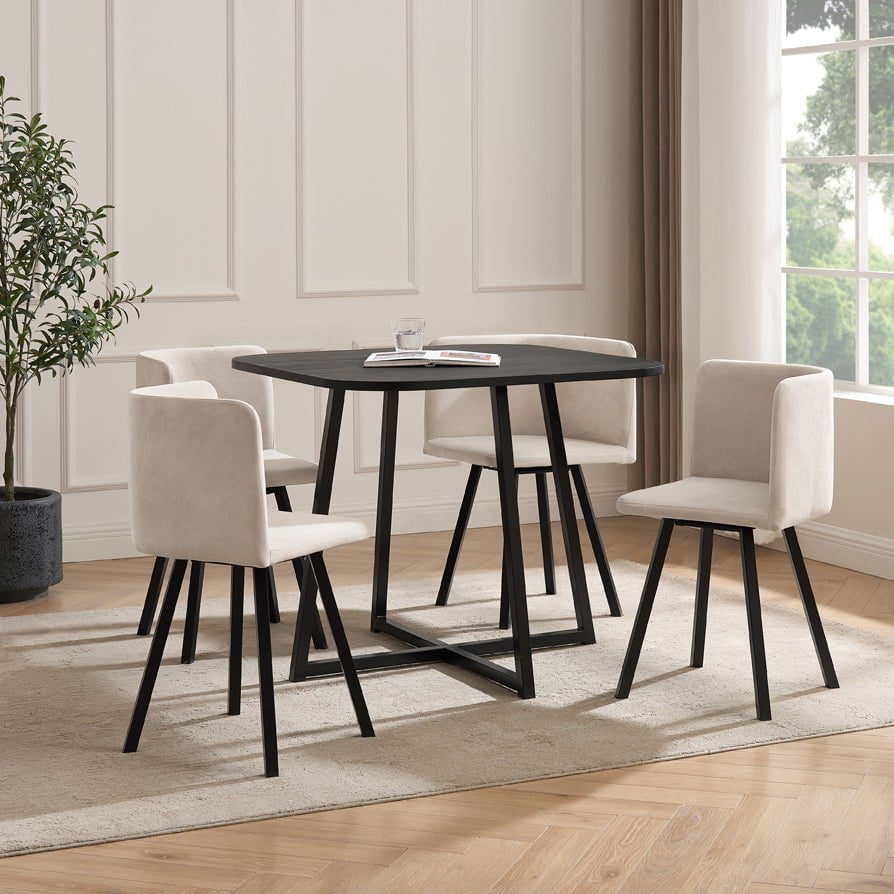 DUS-GOL-08153 Grade-BER Dusk Ava Space Saver 4 Seater Dining Table and Chairs - Black/Sand RRP £449