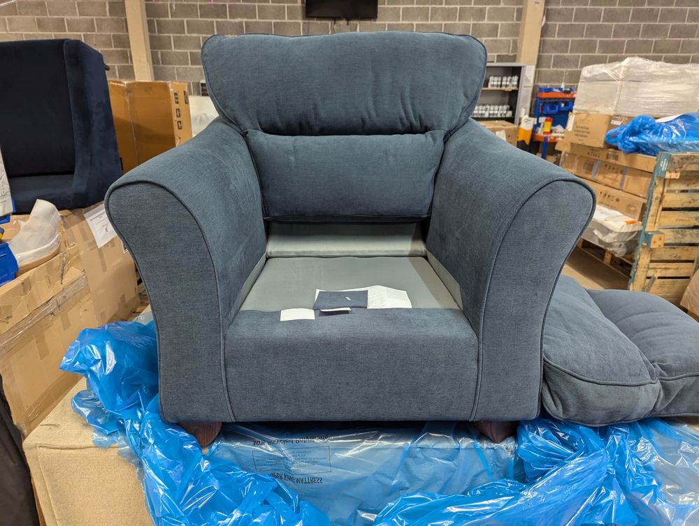 MAS-APM-05395 Grade-BER-DOA Marks & Spencer Marks & Spencer Abbey High Back Armchair in Navy AquaClean Chenille RRP £749 RRP £749