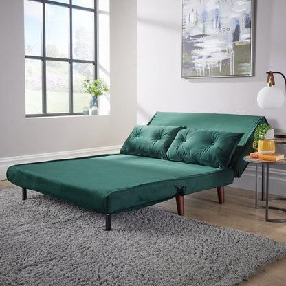 BFW-GOL-00928 Grade-B Big Furniture Warehouse Morella Velvet Double Sofa Bed - Green RRP £280