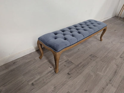 DRE-FUR-00177 Grade-B Dreams Dreams Sienna Beau Bench Blue velvet RRP £499 RRP £499.00