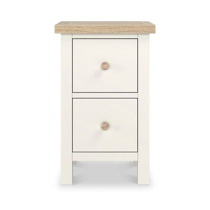 ROS-OUT-00489 Grade-C1 Roseland Furniture Farro Coconut White & Oak Slim Bedside Table RRP £94.95