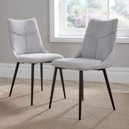 BFW-GOL-00896 Grade-B Big Furniture Warehouse Odette Pair Dining Chairs Grey RRP £100