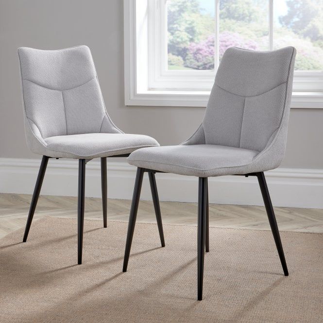 BFW-GOL-00897 Grade-B Big Furniture Warehouse Odette Pair Dining Chairs Grey RRP £100