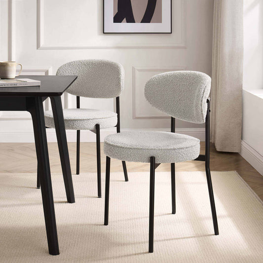 DUS-APM-37374 Grade-B Dusk Mia Set of 2 Dining Chair - Taupe Boucle RRP £179