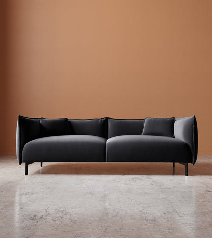 SWO-CC2-01405 Grade-BER Swoon Komeb Rico MTO Three-Seater Sofa Original Black Easy Velvet RRP £2459.00