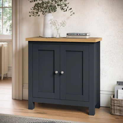 ROS-OUT-00646 Grade-C1 Roseland Furniture Farro Charcoal & Oak Mini Cupboard RRP £194.95