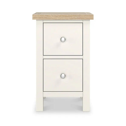ROS-OUT-00527 Grade-C1 Roseland Furniture Farro Coconut White & Oak Slim Bedside Table RRP £94.95