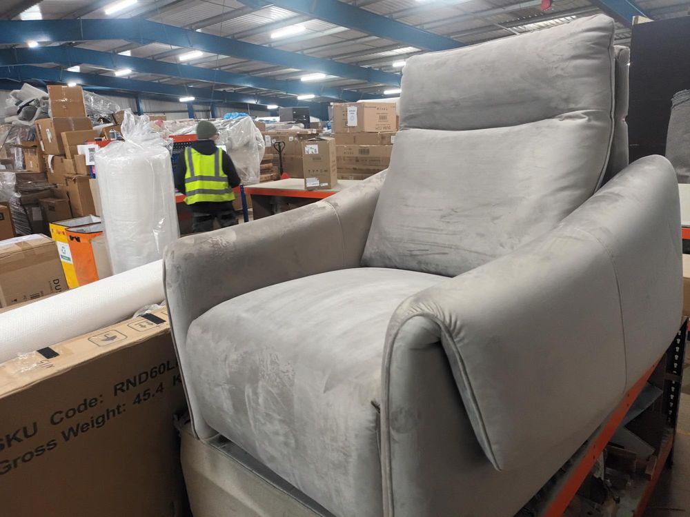 Lot of 3 x Sofology Upholstery items for Spares or Repair Footstool and Armchairs (ref SOF-APM-A-7833) Total RRP £2377