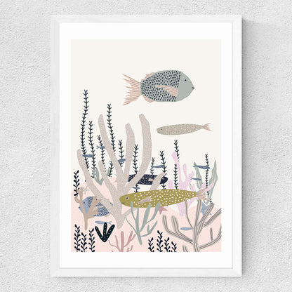 EAS-CCG-00048 Grade-C0 East End Prints Life Under the Sea by Ani Vidotto 30x40 White Framed Art Print RRP £60.00