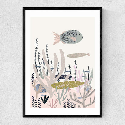 EAS-CCG-00048 Grade-C0 East End Prints Life Under the Sea by Ani Vidotto 30x40 White Framed Art Print RRP £60.00