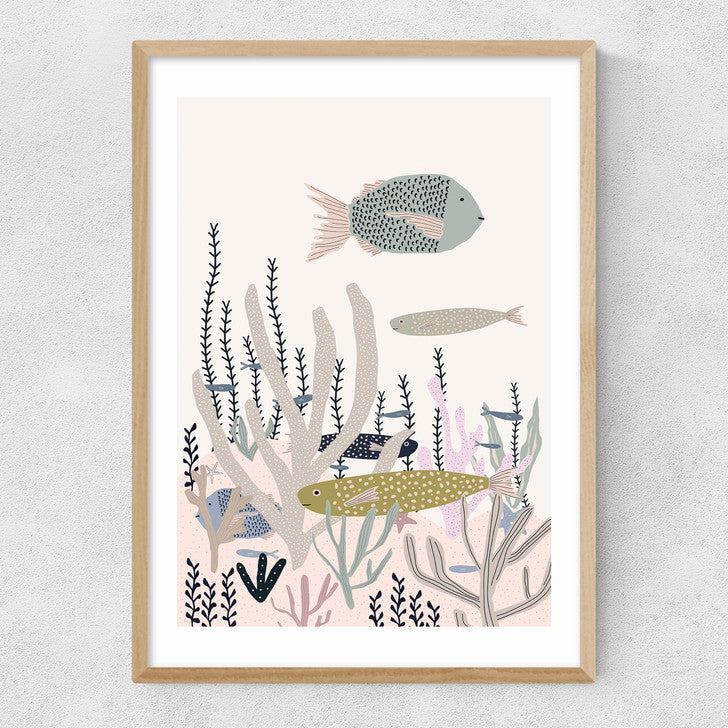EAS-CCG-00048 Grade-C0 East End Prints Life Under the Sea by Ani Vidotto 30x40 White Framed Art Print RRP £60.00