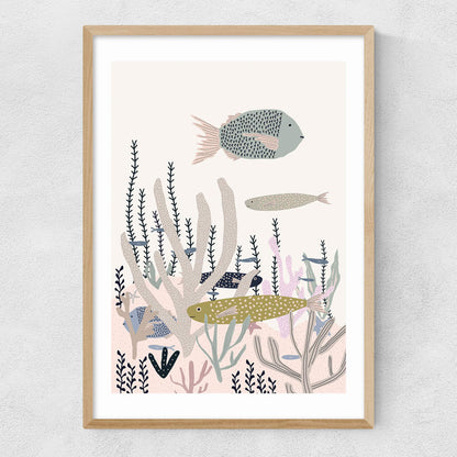 EAS-CCG-00048 Grade-C0 East End Prints Life Under the Sea by Ani Vidotto 30x40 White Framed Art Print RRP £60.00