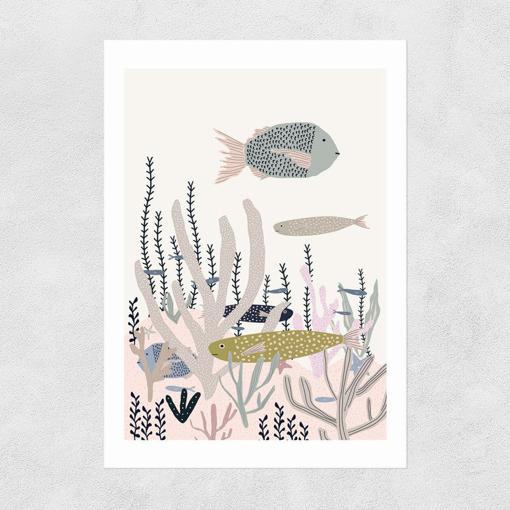 EAS-CCG-00048 Grade-C0 East End Prints Life Under the Sea by Ani Vidotto 30x40 White Framed Art Print RRP £60.00