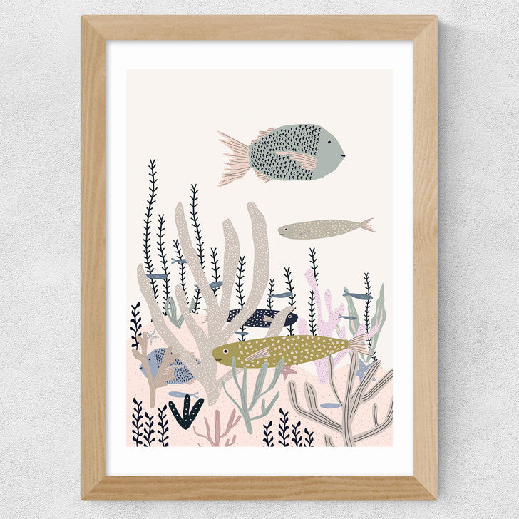 EAS-CCG-00048 Grade-C0 East End Prints Life Under the Sea by Ani Vidotto 30x40 White Framed Art Print RRP £60.00