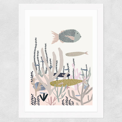 EAS-CCG-00048 Grade-C0 East End Prints Life Under the Sea by Ani Vidotto 30x40 White Framed Art Print RRP £60.00