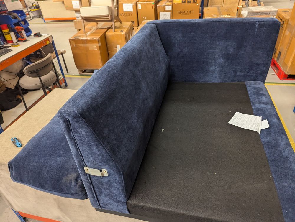 SWO-AP-34353 Grade-BER-DOA Alesund Four-seater Sofa Denim Crushed Velvet Dark Feet RRP £2509