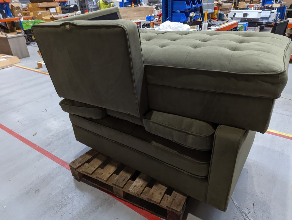 DUS-APM-62500 Grade-BER-DOA Dusk Sloane Left Hand Storage Chaise Sofa - Olive RRP £1229