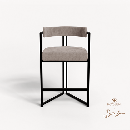 ROO-APM-00024 Grade-C0 Roobba Lucia Bar Stool Grey Vlour Black Metal RRP £259