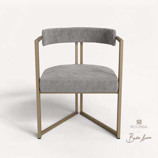 ROO-APM-00045 Grade-B Roobba LuciaD Dining Chair SIC Infinity 14 Grey Gold Metal RRP £249