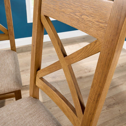 BFW-GOL-00891 Grade-B Big Furniture Warehouse Copenhagen Pair Beige Solid Oak Veneer Dining Chairs RRP £190