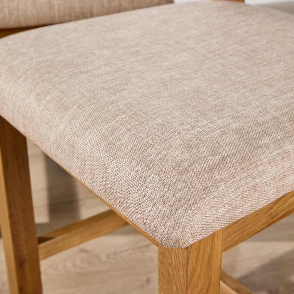 BFW-GOL-00892 Grade-B Big Furniture Warehouse Copenhagen Pair Beige Solid Oak Veneer Dining Chairs RRP £190