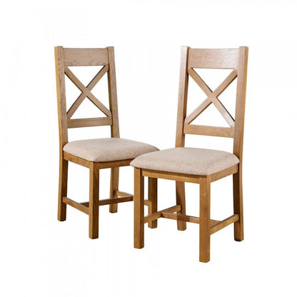 BFW-GOL-00891 Grade-B Big Furniture Warehouse Copenhagen Pair Beige Solid Oak Veneer Dining Chairs RRP £190
