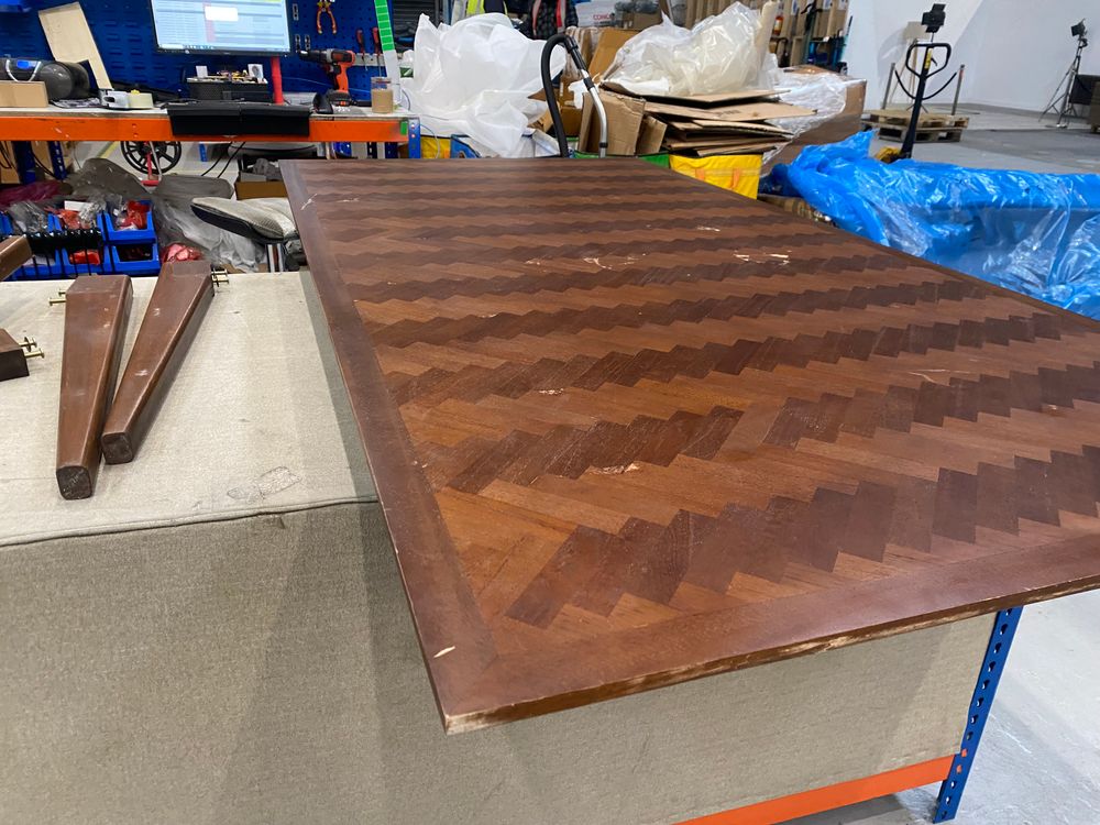 FIS-APM-00328 Grade-C3 Fishe & Lilly Mid Century Modern Parquet 6 Seater Dining Table RRP £700