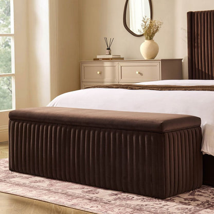 DUS-CC2-04288 Grade-C1 Dusk Melrose Ribbed Ottoman Storage Bench Cappuccino RRP £179.00
