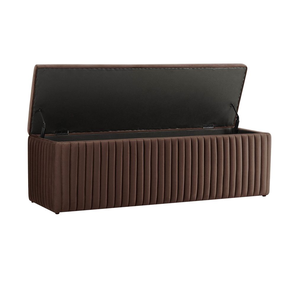 DUS-CC2-04288 Grade-C1 Dusk Melrose Ribbed Ottoman Storage Bench Cappuccino RRP £179.00
