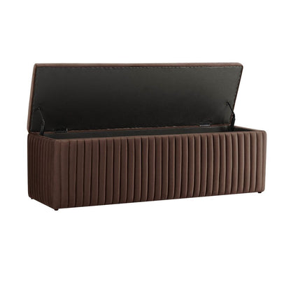 DUS-CC2-04288 Grade-C1 Dusk Melrose Ribbed Ottoman Storage Bench Cappuccino RRP £179.00