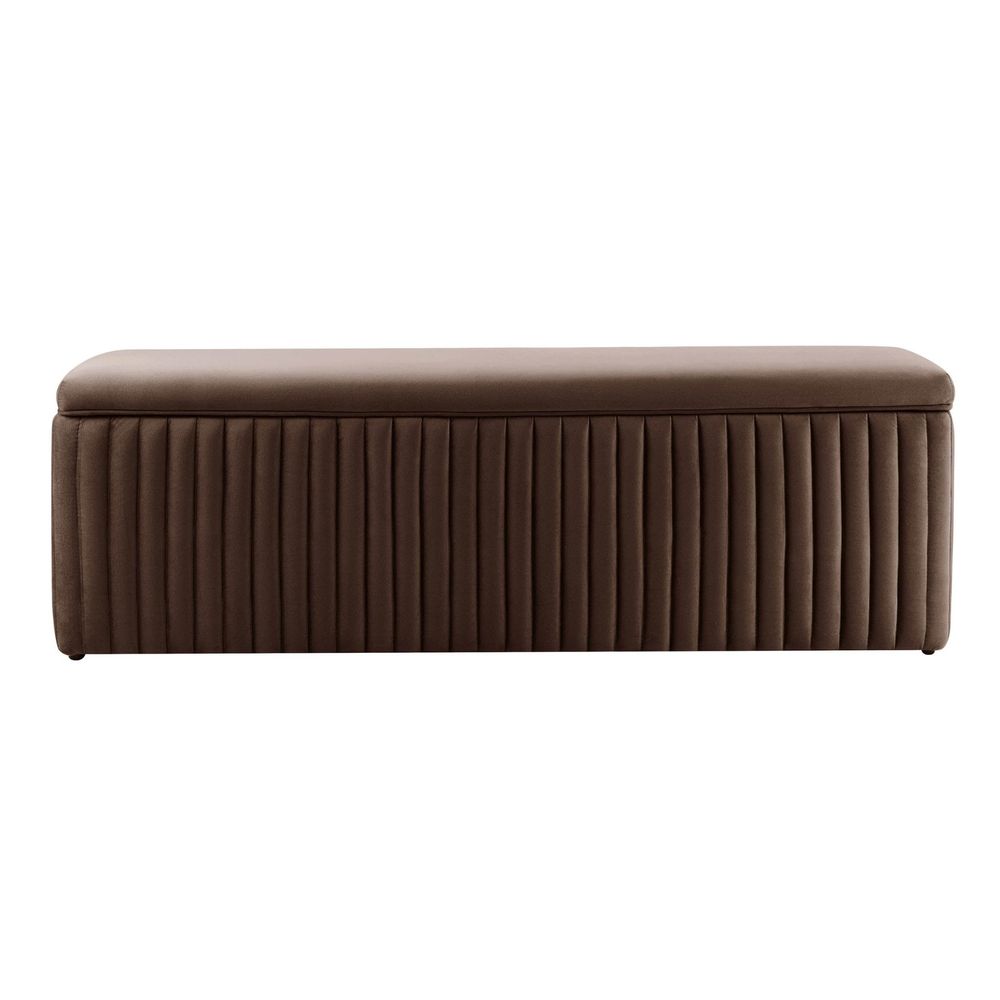 DUS-CC2-04288 Grade-C1 Dusk Melrose Ribbed Ottoman Storage Bench Cappuccino RRP £179.00