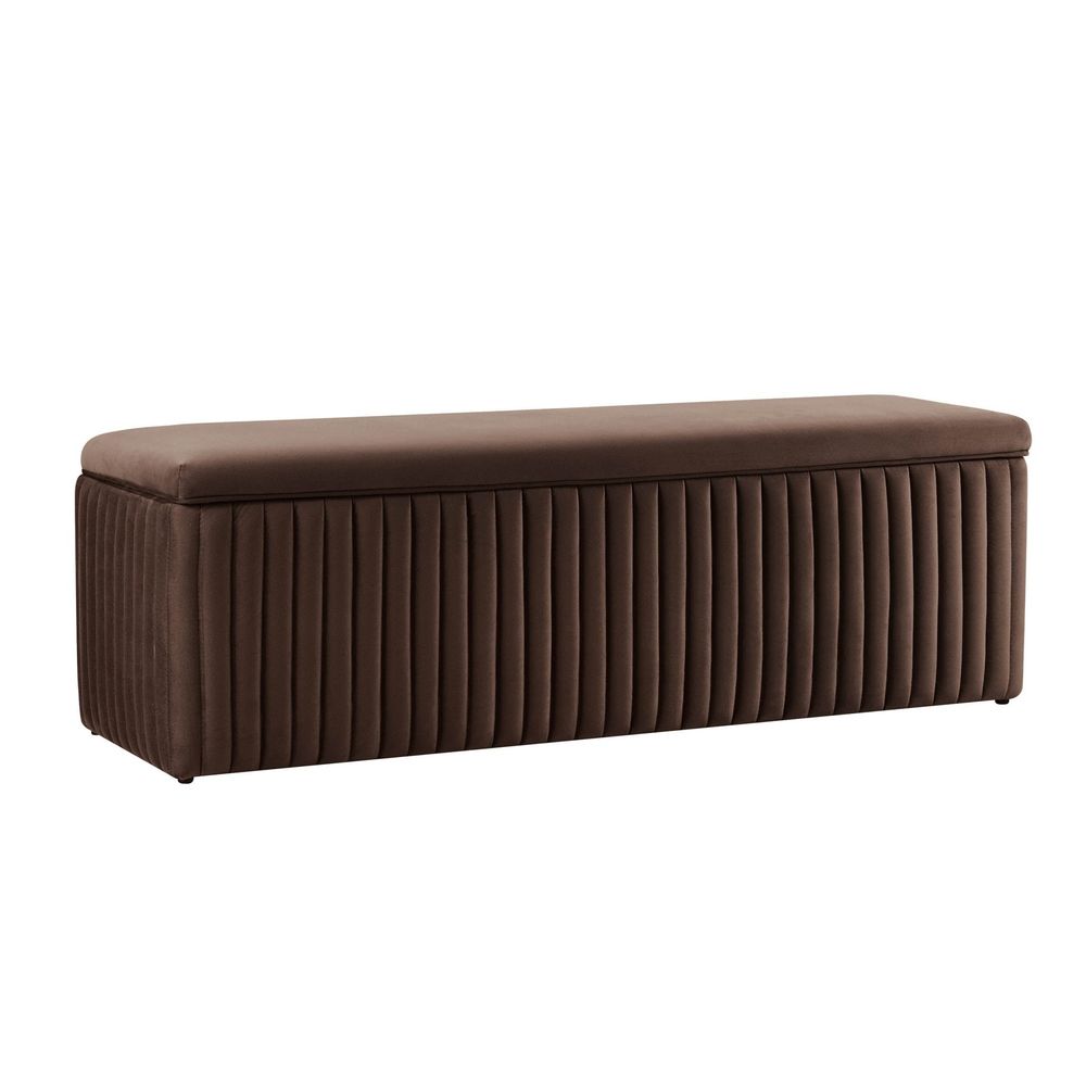 DUS-CC2-04288 Grade-C1 Dusk Melrose Ribbed Ottoman Storage Bench Cappuccino RRP £179.00