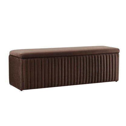 DUS-CC2-04288 Grade-C1 Dusk Melrose Ribbed Ottoman Storage Bench Cappuccino RRP £179.00