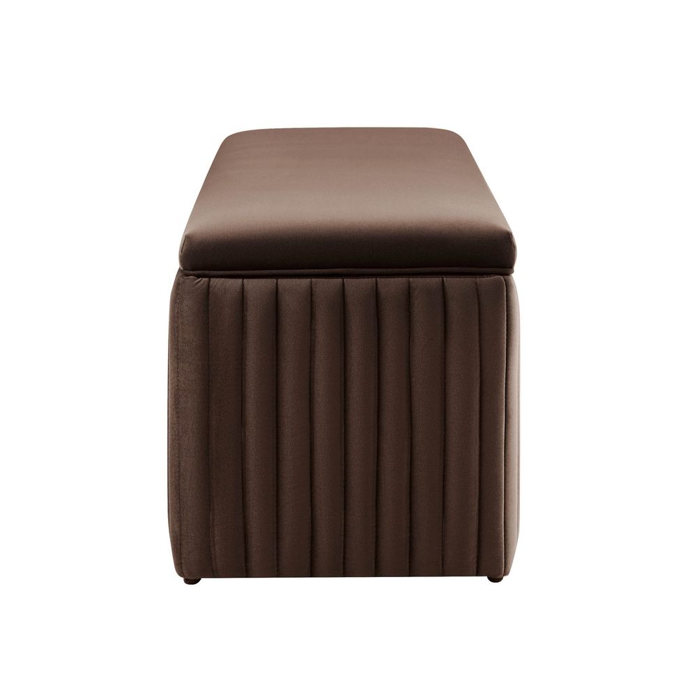 DUS-CC2-04288 Grade-C1 Dusk Melrose Ribbed Ottoman Storage Bench Cappuccino RRP £179.00