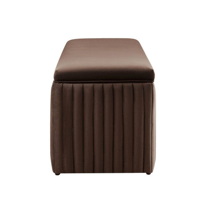 DUS-CC2-04288 Grade-C1 Dusk Melrose Ribbed Ottoman Storage Bench Cappuccino RRP £179.00