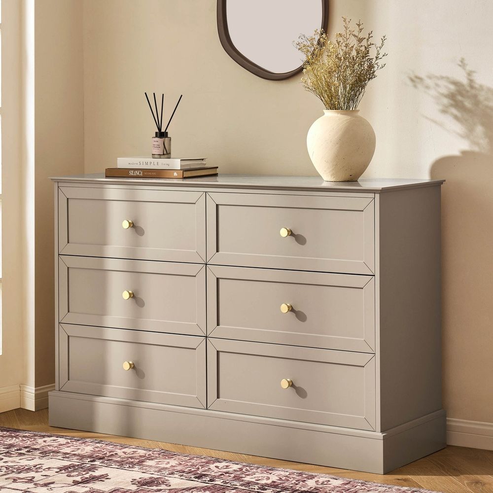 DUS-CC2-04307 Grade-B Dusk Ruby 6 Drawer Chest - Taupe RRP £239.00