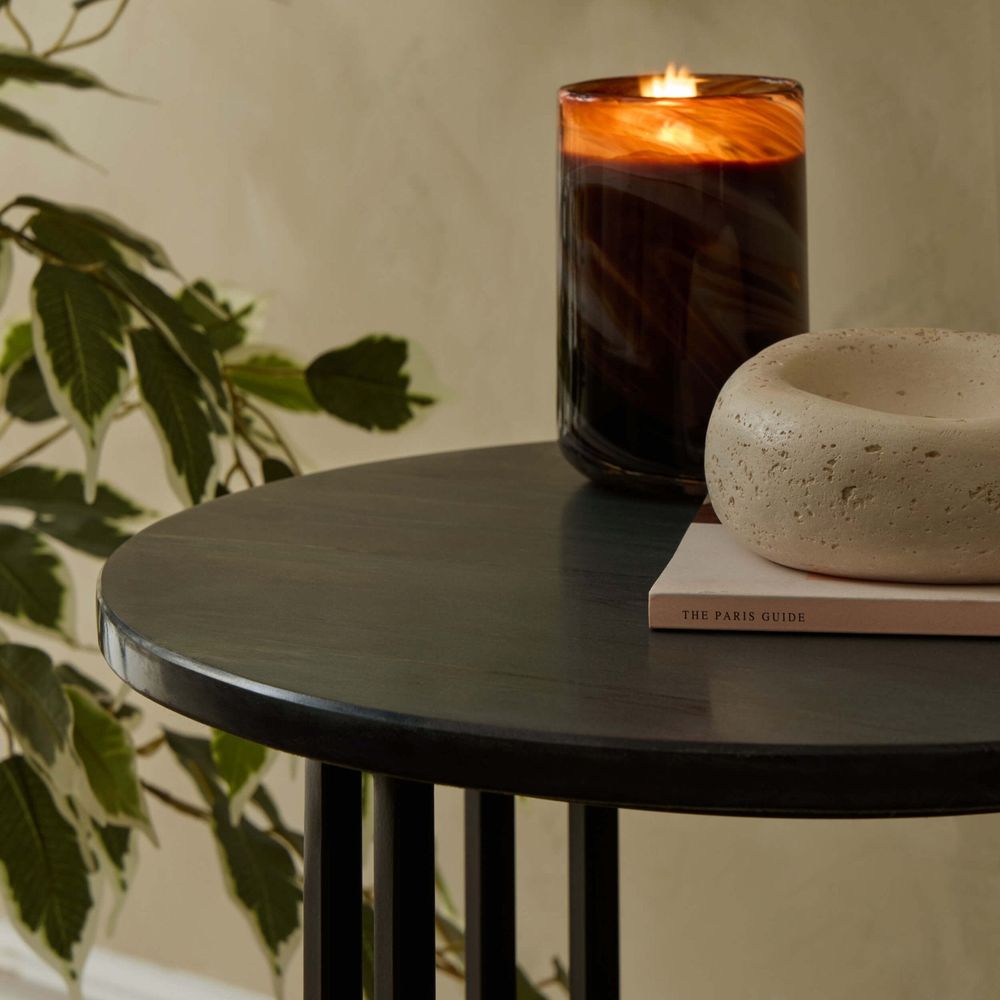DUS-CC2-04375 Grade-B Dusk Leana Round Side Table - Dark Marble RRP £84.00