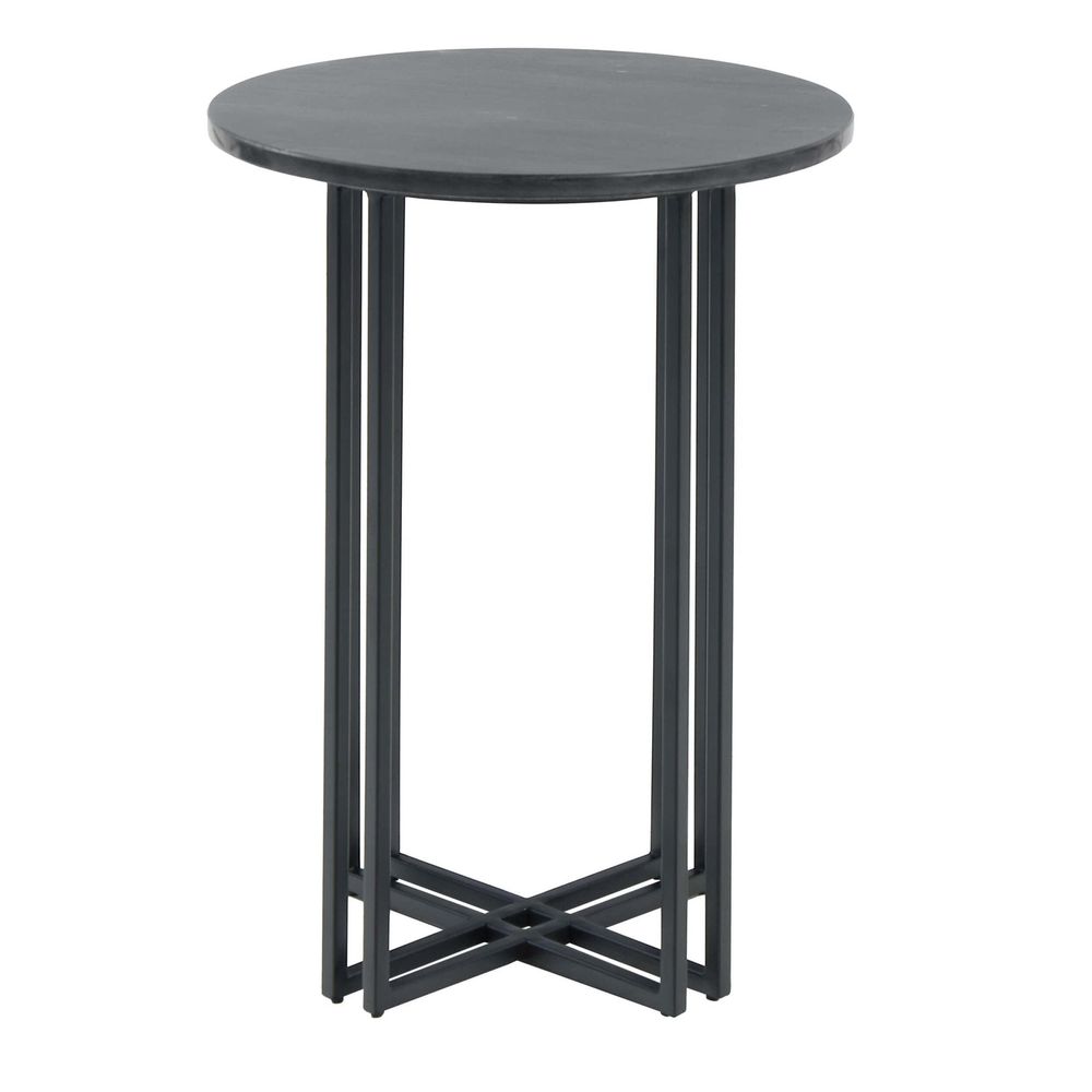 DUS-CC2-04375 Grade-B Dusk Leana Round Side Table - Dark Marble RRP £84.00