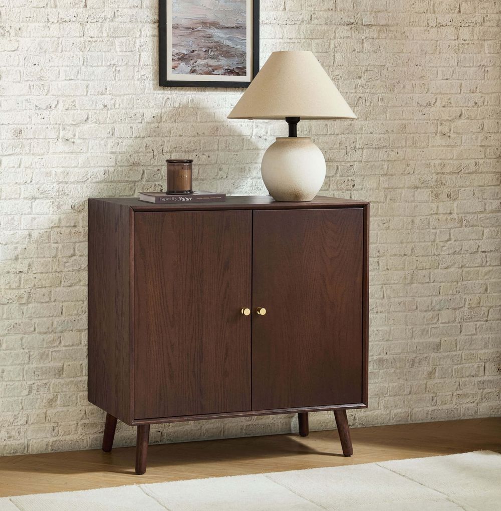 DUS-CC2-04459 Grade-B Dusk Heidi Oak 2 Door Sideboard - Walnut RRP £259.00